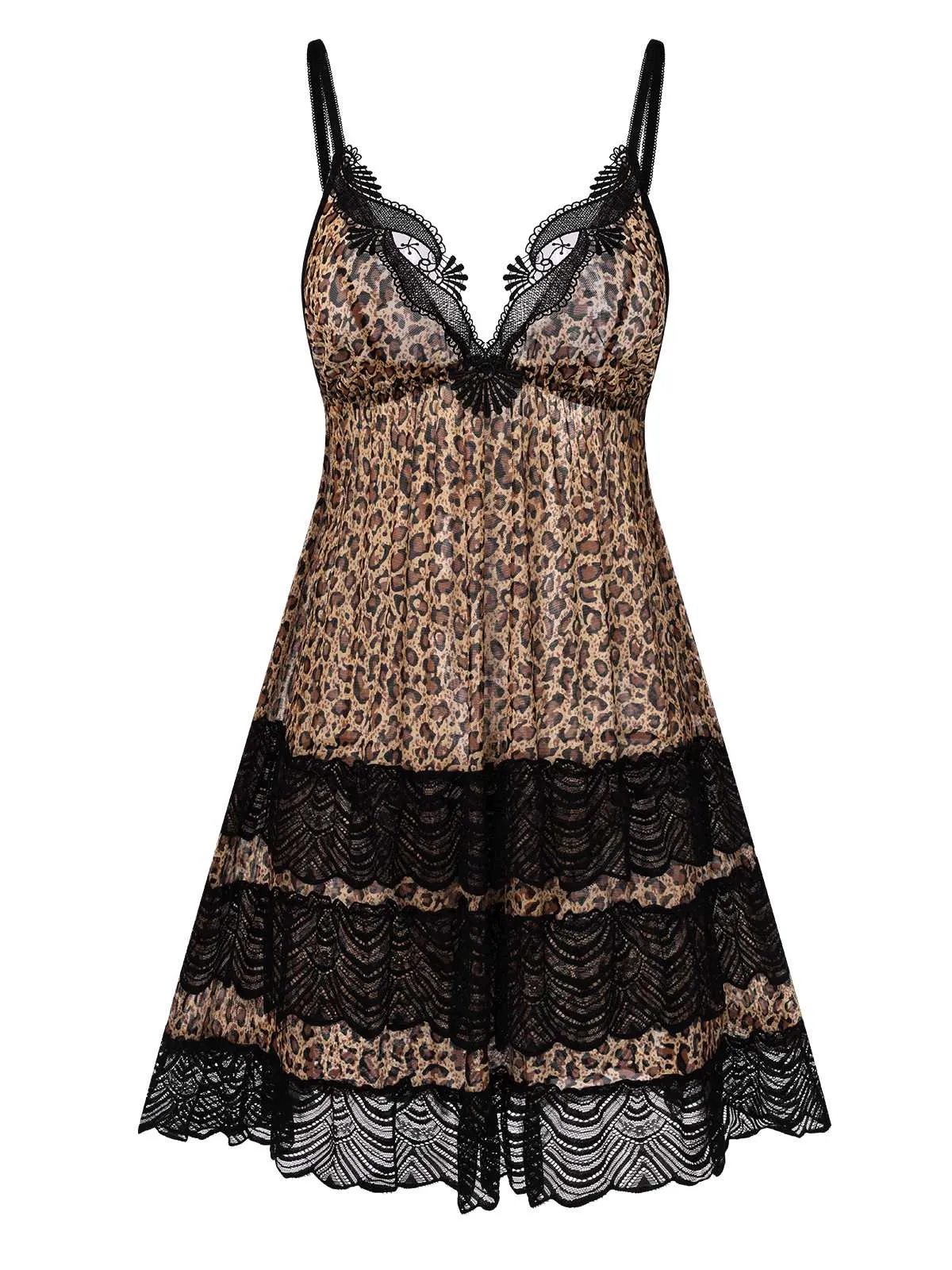 1940s Spaghetti Strap Leopard Lace Nightgown sold by Retro Stage product image thumbnail 5