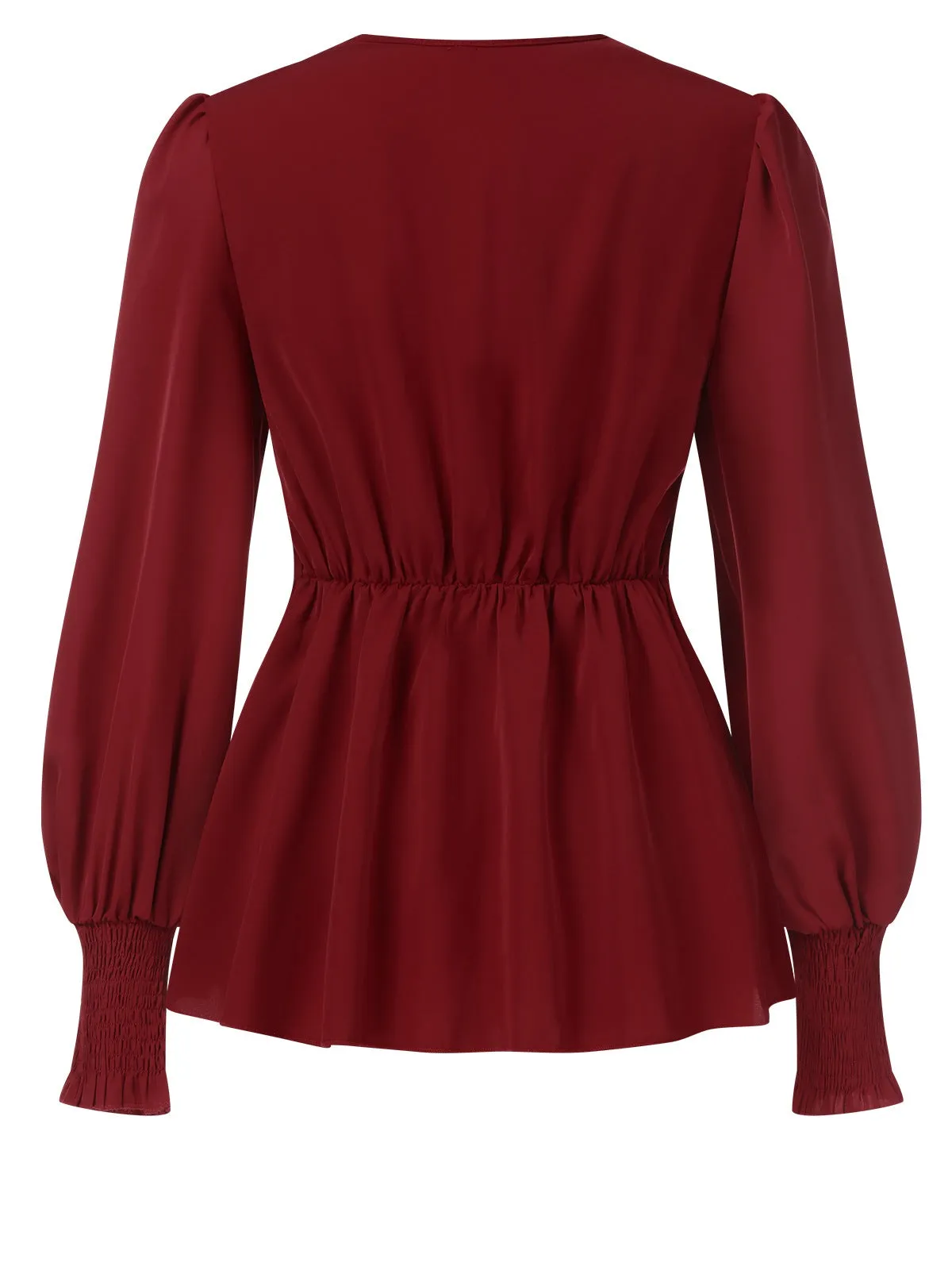 1940s Solid V-Neck Waist Tie Blouse sold by Retro Stage product image thumbnail 4