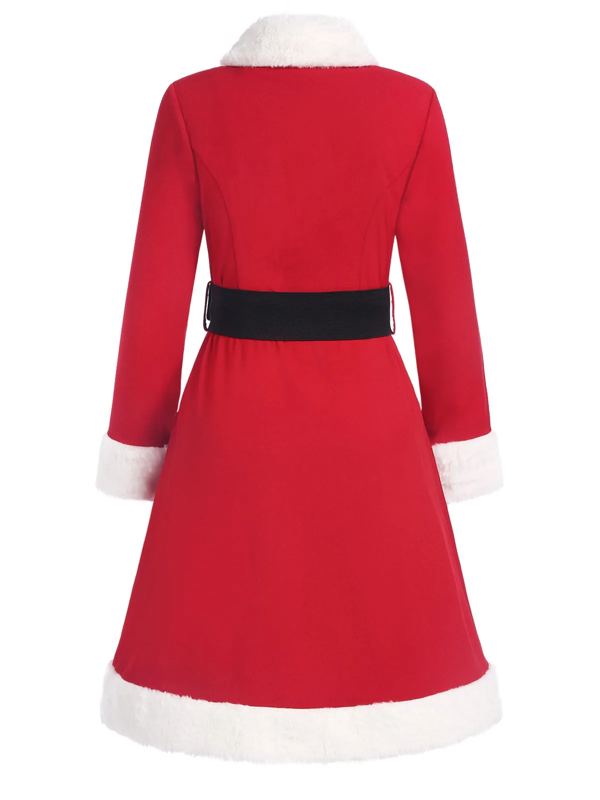 Red 1940s Plush Double-Breasted Belted Coat sold by Retro Stage product image thumbnail 4