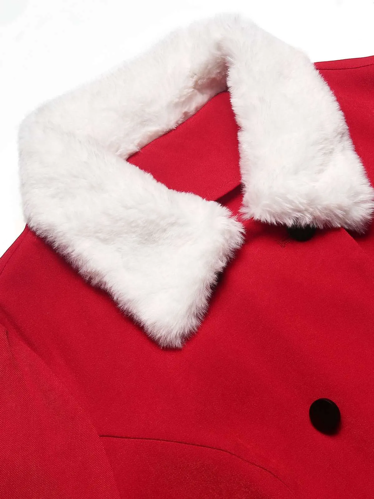 Red 1940s Plush Double-Breasted Belted Coat sold by Retro Stage product image thumbnail 5