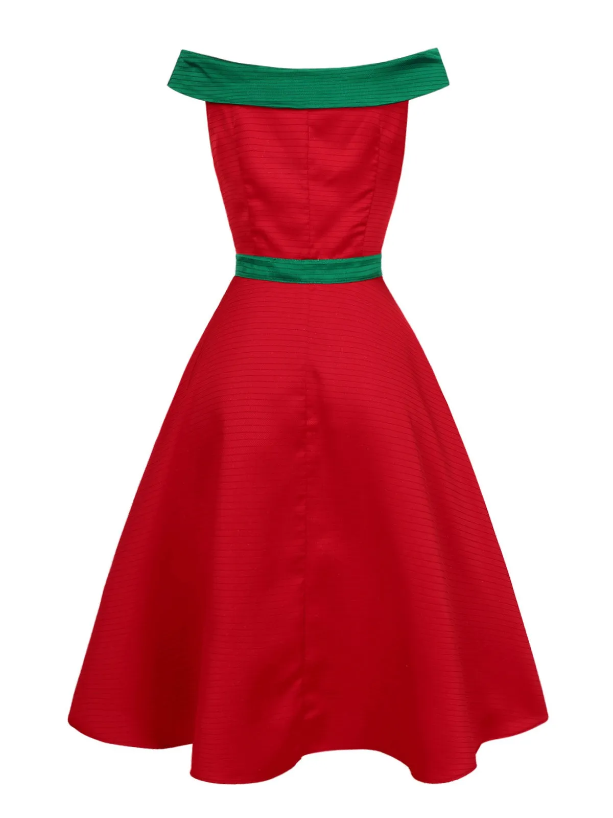 Red & Green 1950s Chrismtas Tree Off-Shoulder Dress sold by Retro Stage product image thumbnail 5
