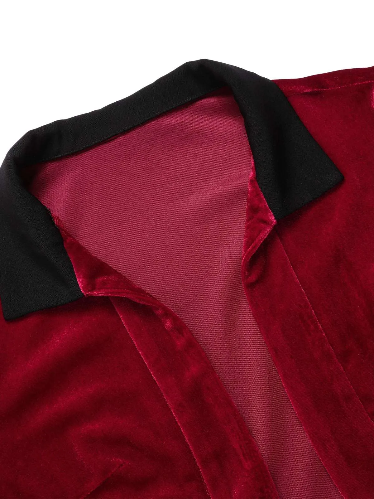 Red 1930s Contrast Lapel Velvet Bolero Jacket sold by Retro Stage product image thumbnail 5