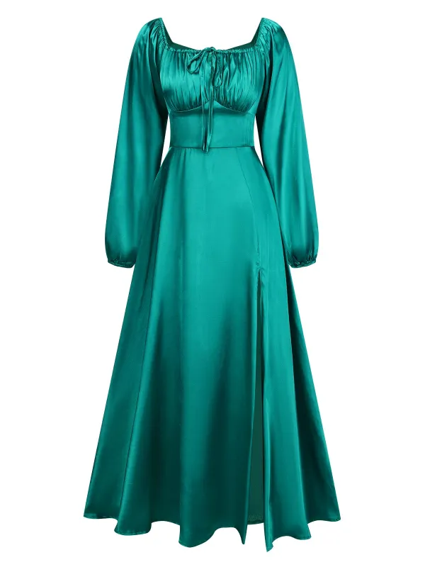 1940s Solid Square Neck Pleated Dress sold by Retro Stage