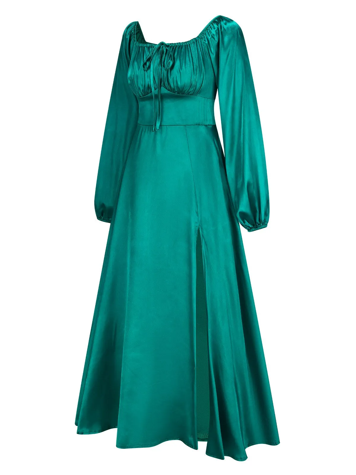1940s Solid Square Neck Pleated Dress sold by Retro Stage product image thumbnail 4