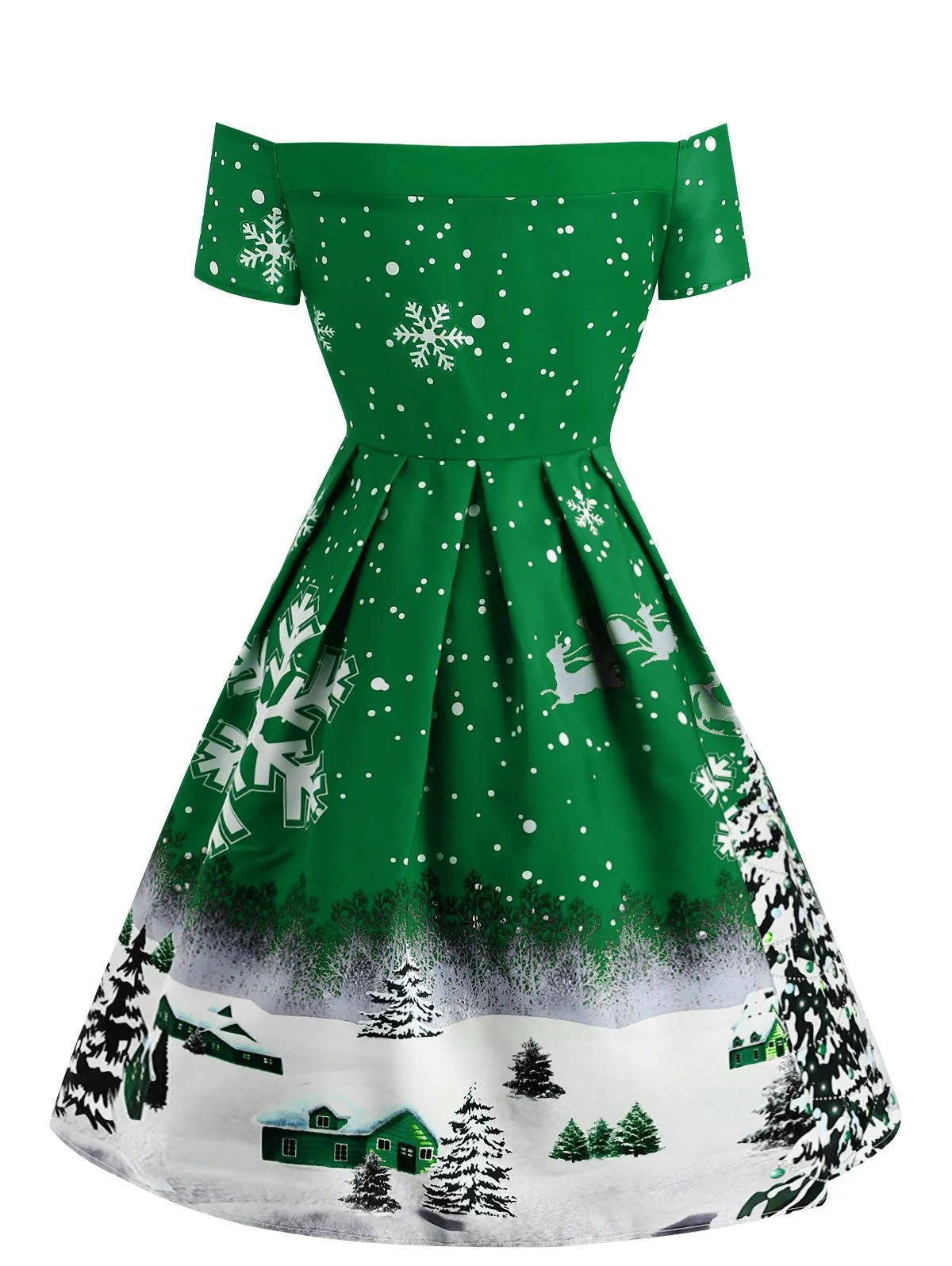Green 1950s Snowfall Off Shoulder Dress sold by Retro Stage product image thumbnail 2