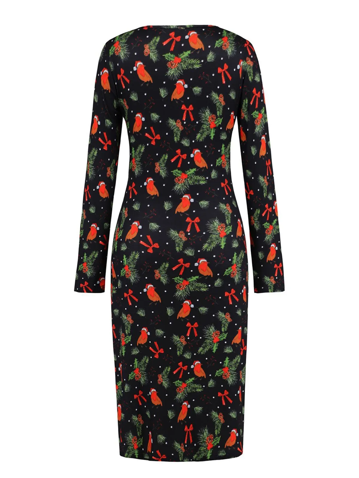 1960s Christmas Print V-Neck Wrap Dress sold by Retro Stage product image thumbnail 3