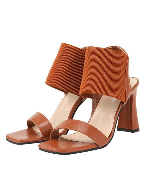 Brown Elastic Strap High Heel Sandals sold by Retro Stage
