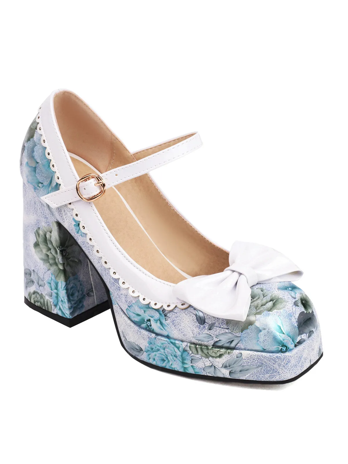 Bowknot Floral High Heel Shoes sold by Retro Stage product image thumbnail 2