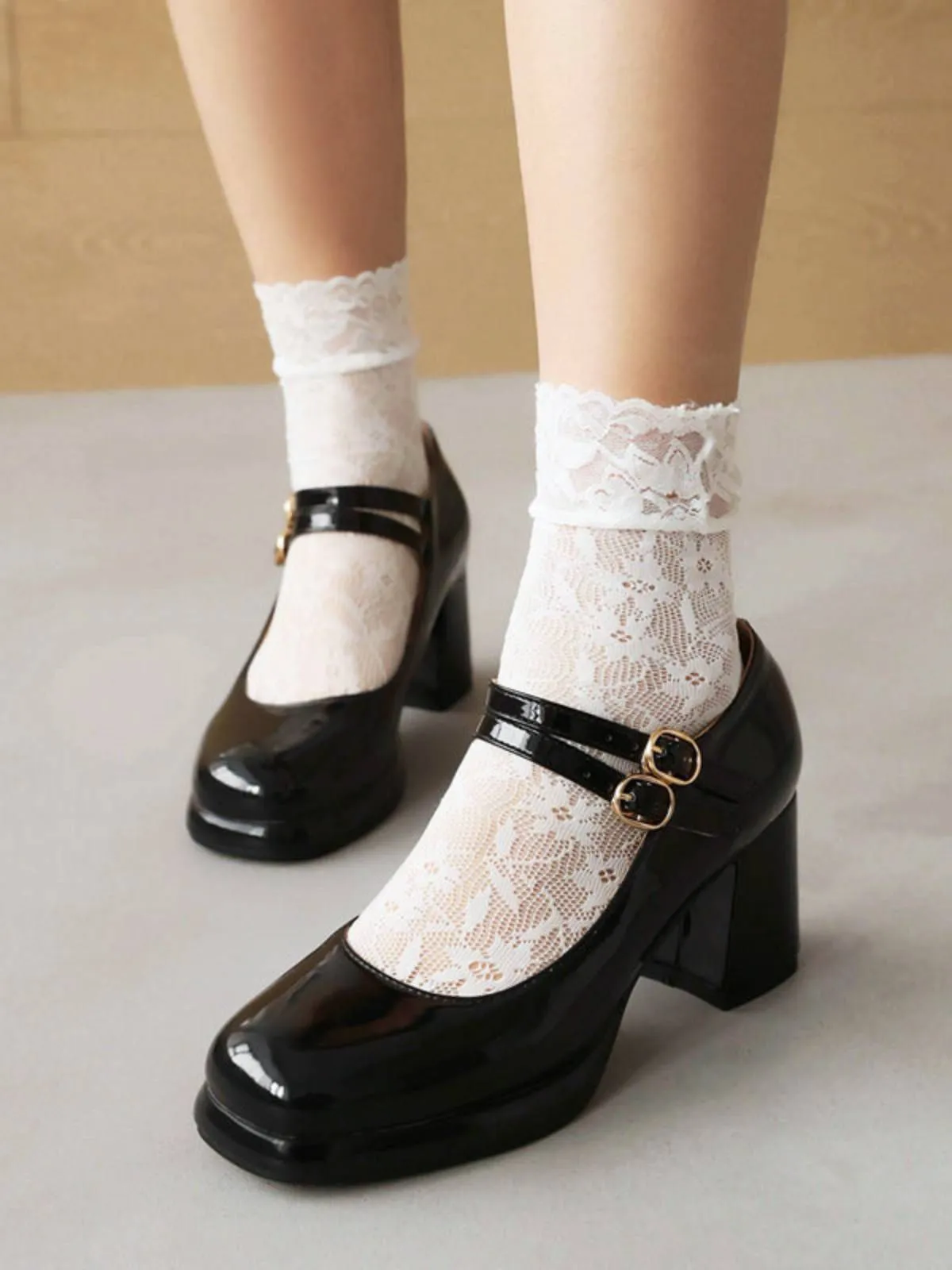 Double Buckles Mary Jane Heels Shoes sold by Retro Stage product image thumbnail 2