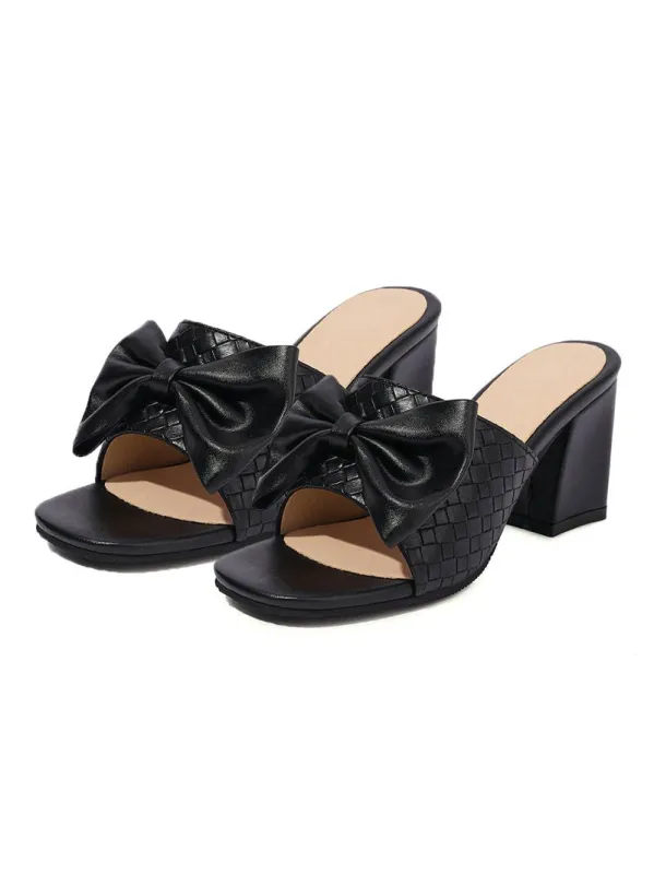 Retro Bowknot Chunky Heels Sandals sold by Retro Stage