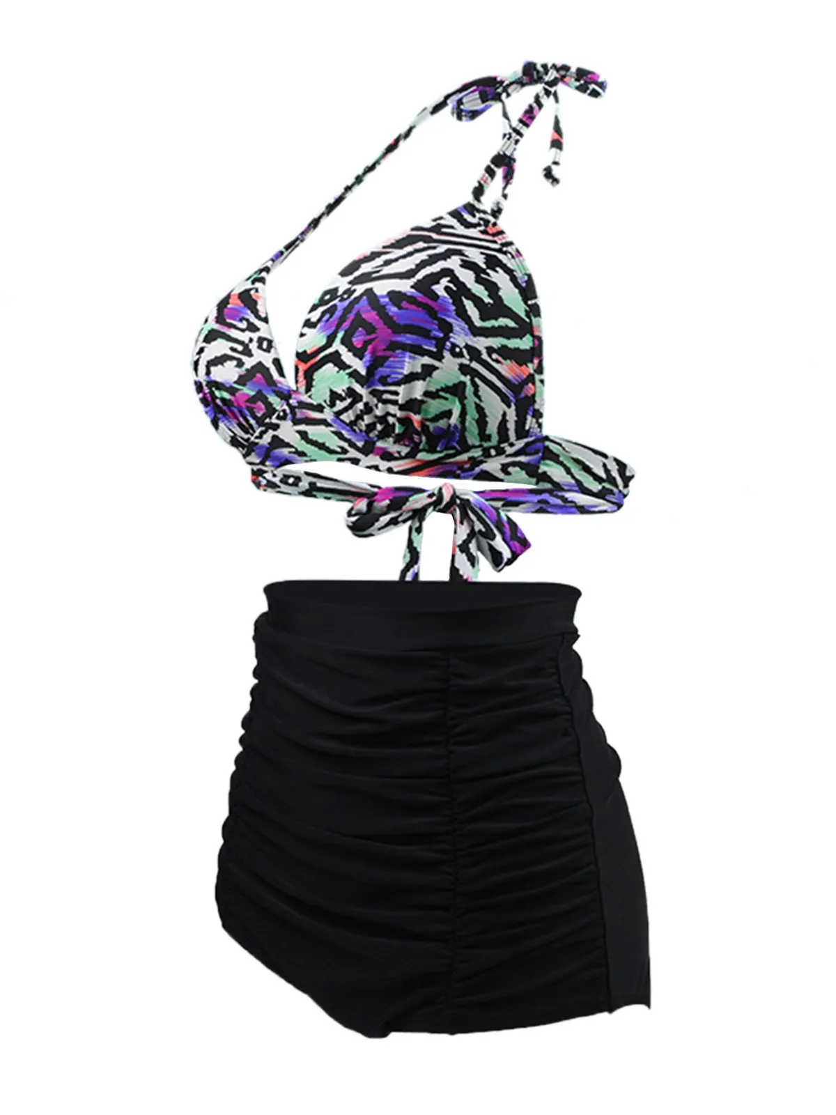 1940s Ruched Lace-Up Halter Bikini Set sold by Retro Stage product image thumbnail 2