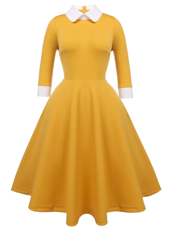 Yellow 1950s Solid Swing Dress sold by Retro Stage