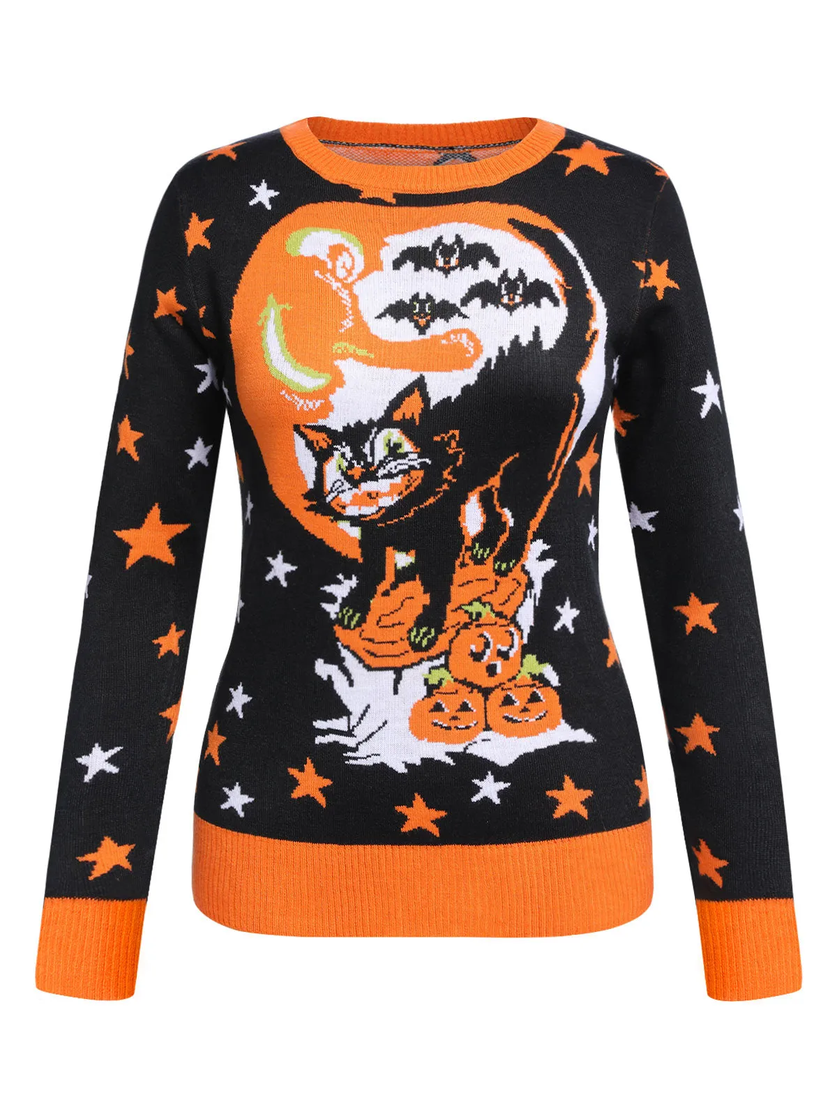 Black 1950s Funny Halloween Cat Sweater sold by Retro Stage