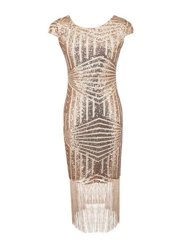 Pink 1920s Sequin Fringed Dress sold by Retro Stage