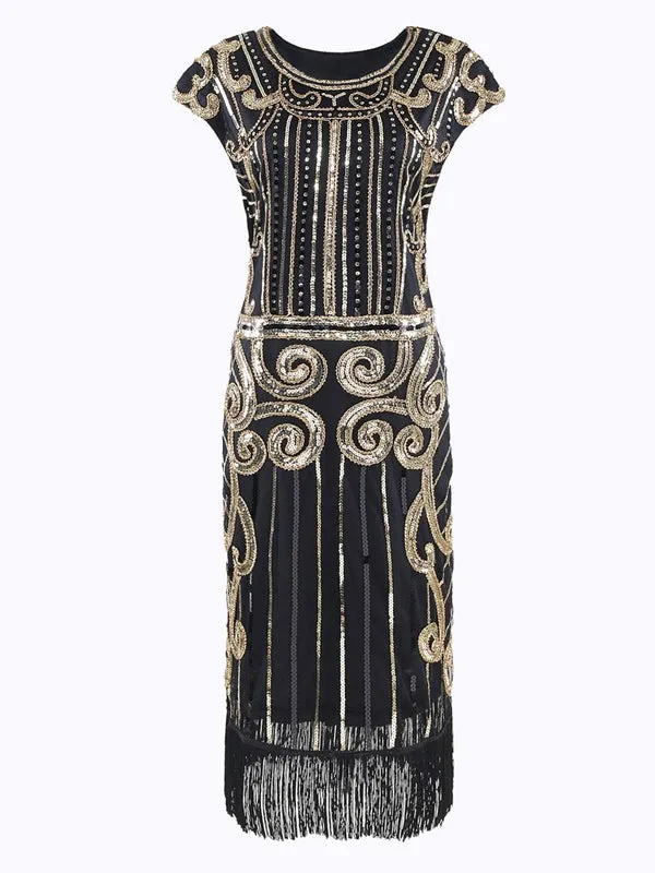 Black 1920s Sequined Flapper Dress sold by Retro Stage