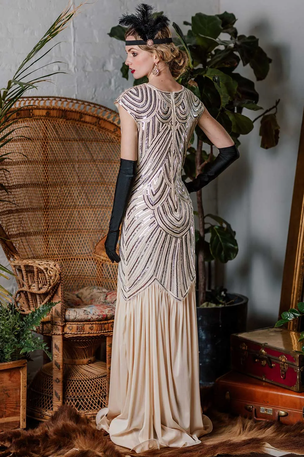 1920s Embroidery Sequin Maxi Dress sold by Retro Stage product image thumbnail 5