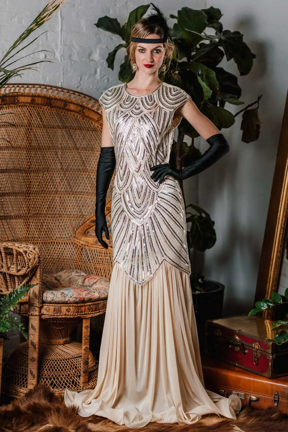 1920s Embroidery Sequin Maxi Dress sold by Retro Stage product image thumbnail 2