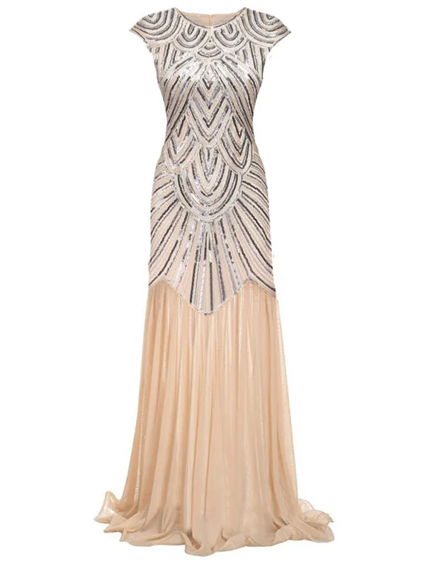 1920s Embroidery Sequin Maxi Dress sold by Retro Stage