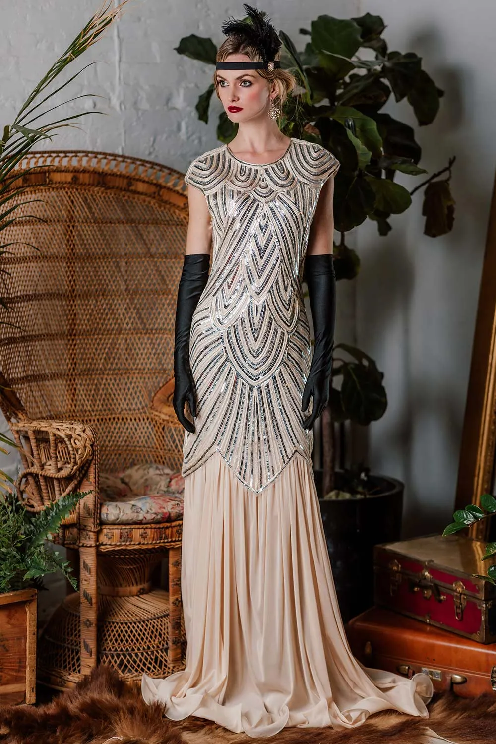 1920s Embroidery Sequin Maxi Dress sold by Retro Stage product image thumbnail 3