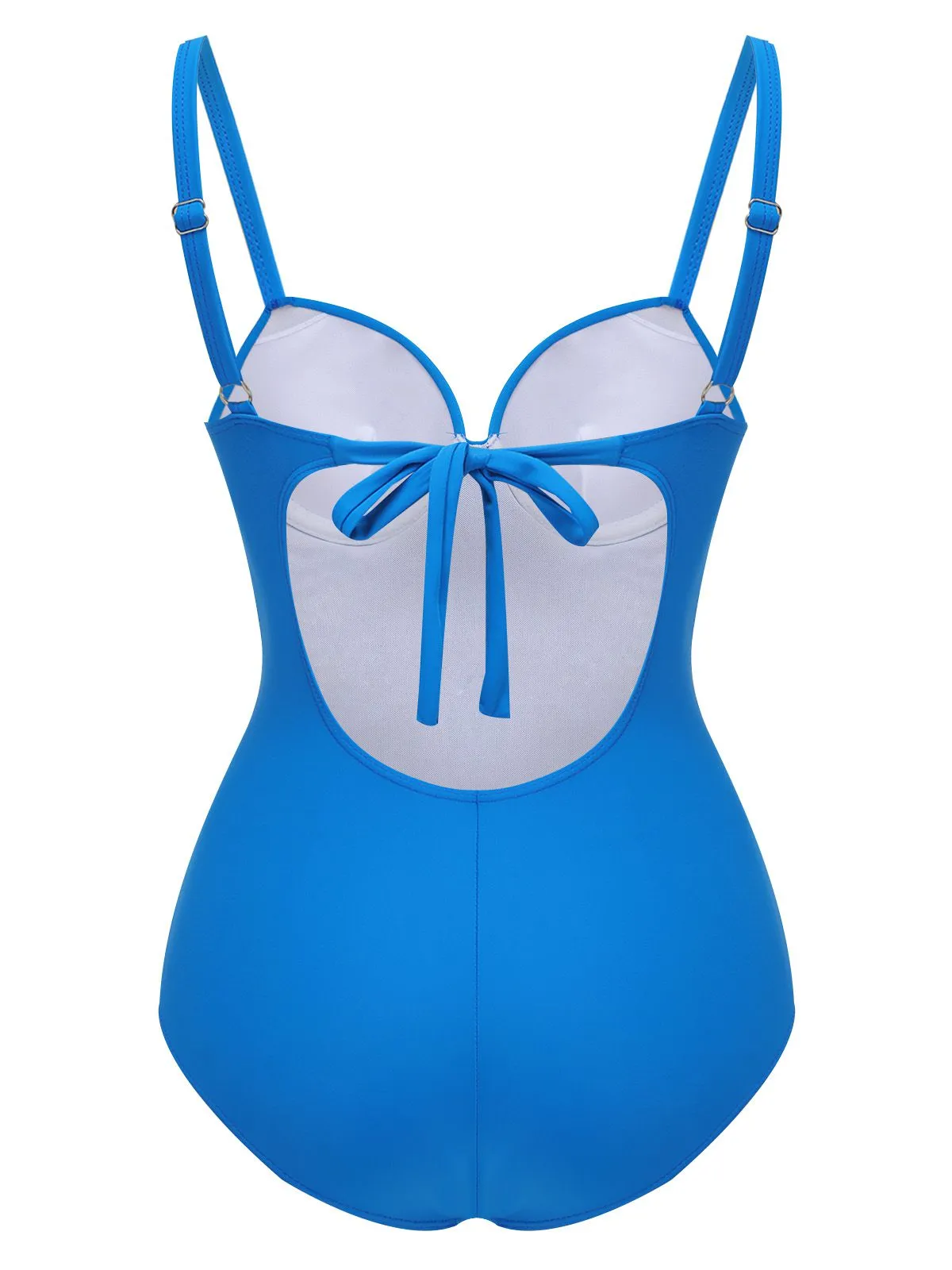 Blue 1950s Solid Added Strap Swimsuit sold by Retro Stage product image thumbnail 2