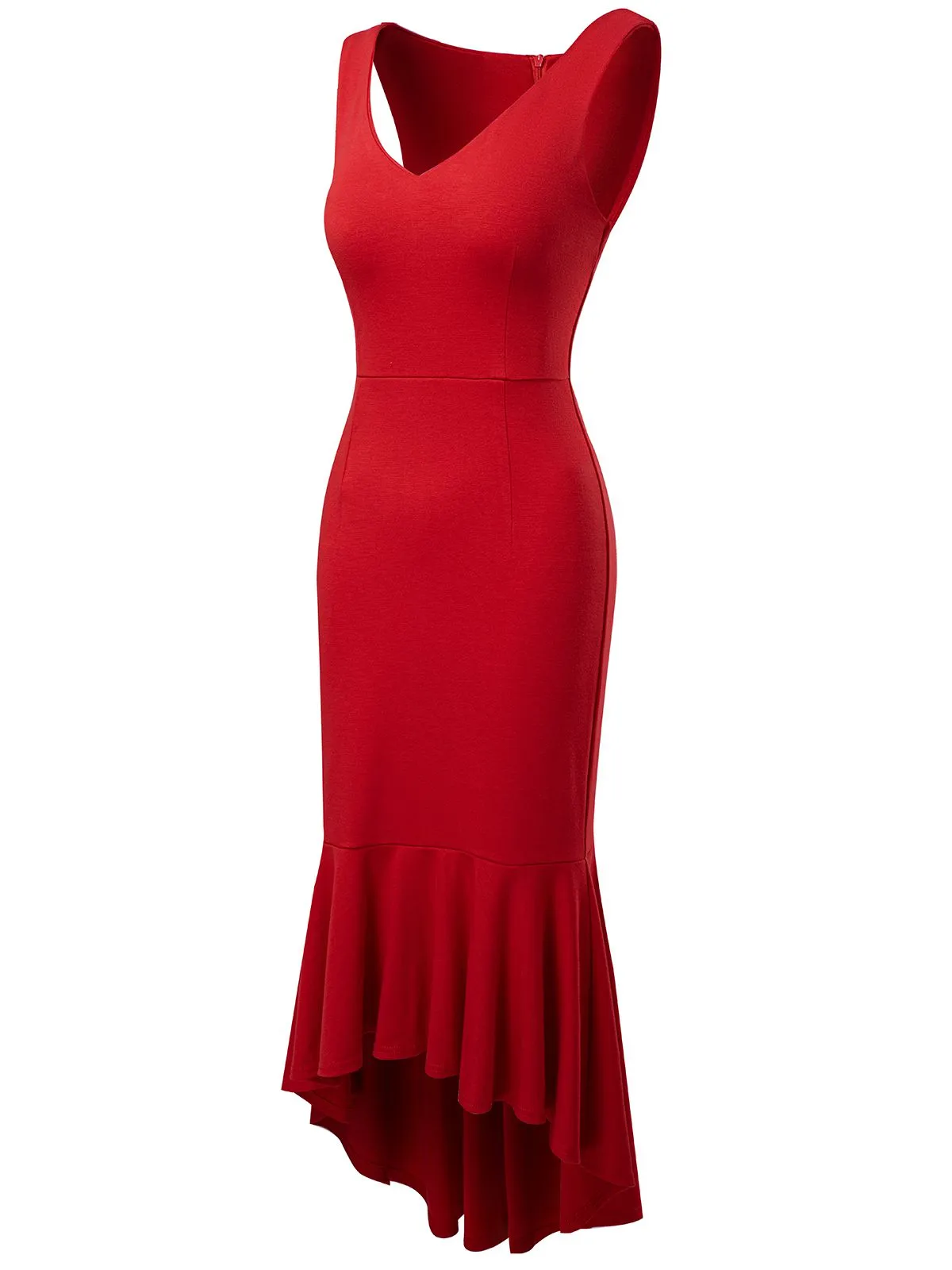 1930s V-Neck Sleeveless Ruffled Fishtail Dress sold by Retro Stage product image thumbnail 2