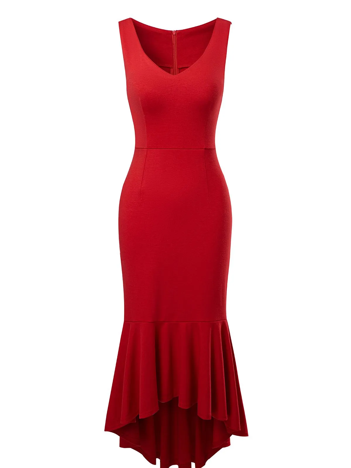 1930s V-Neck Sleeveless Ruffled Fishtail Dress sold by Retro Stage