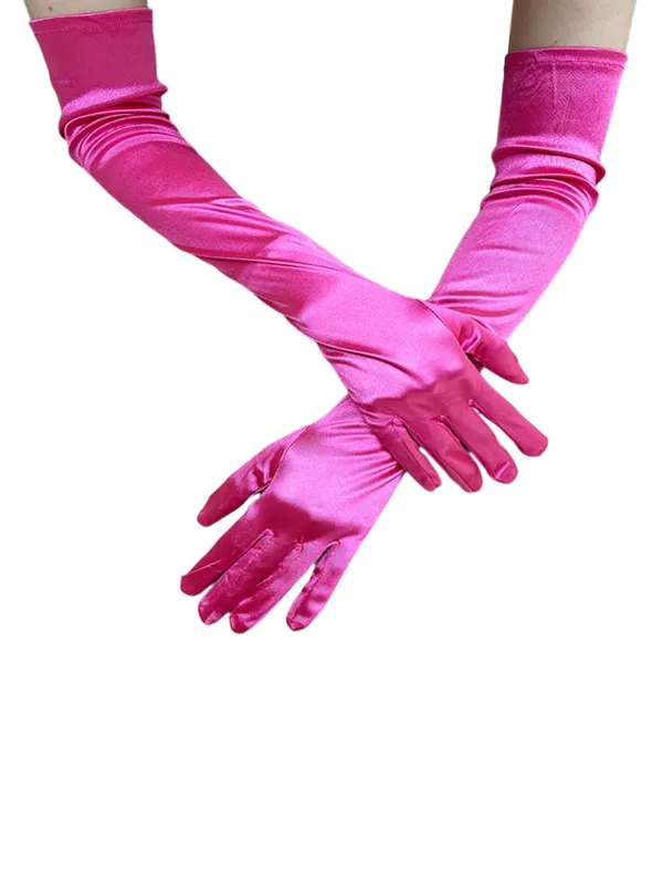 Vintage Solid Faux Satin Elbow Long Gloves sold by Retro Stage