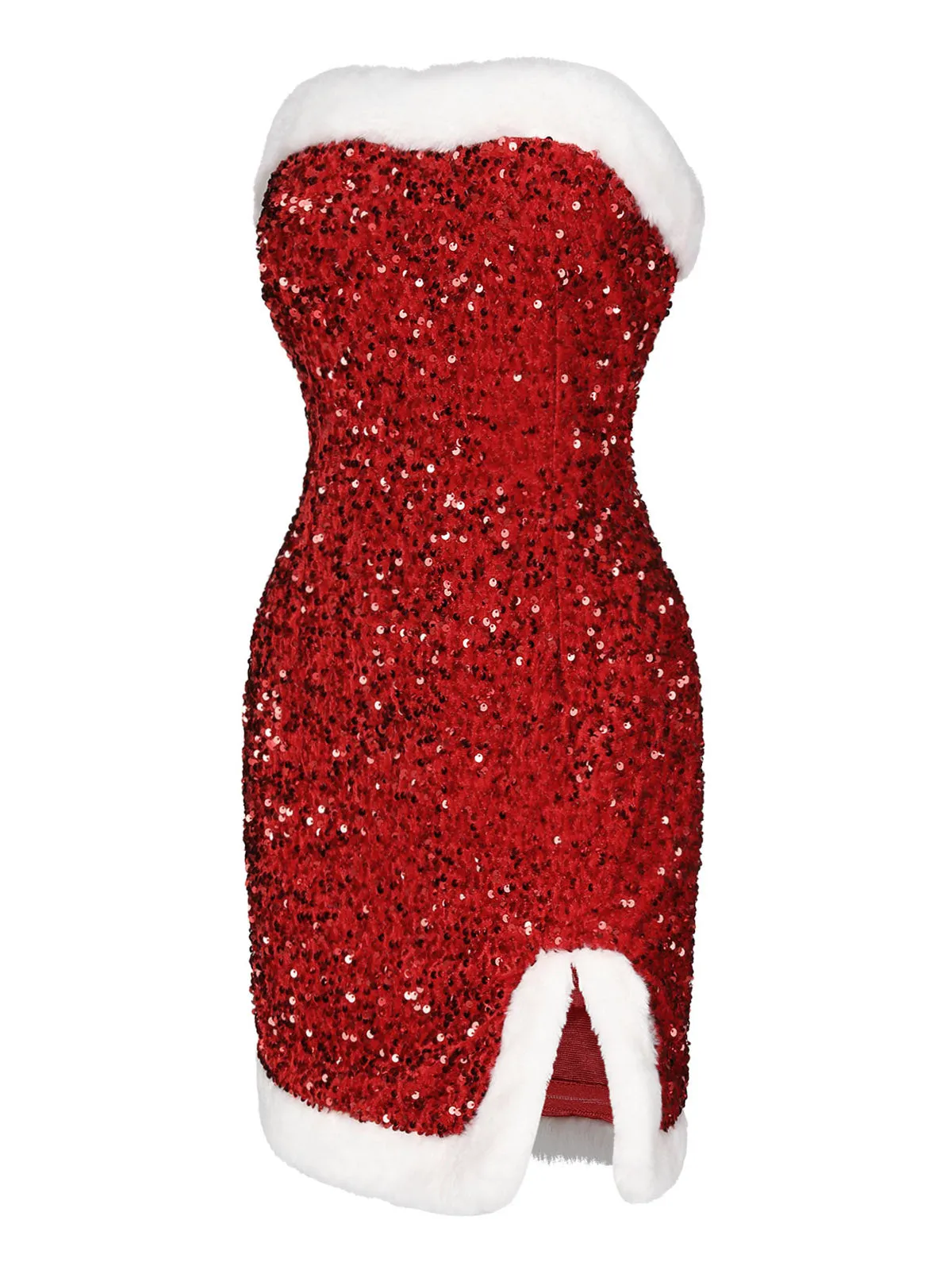 Red 1960s Strapless Sequined Dress sold by Retro Stage product image thumbnail 5