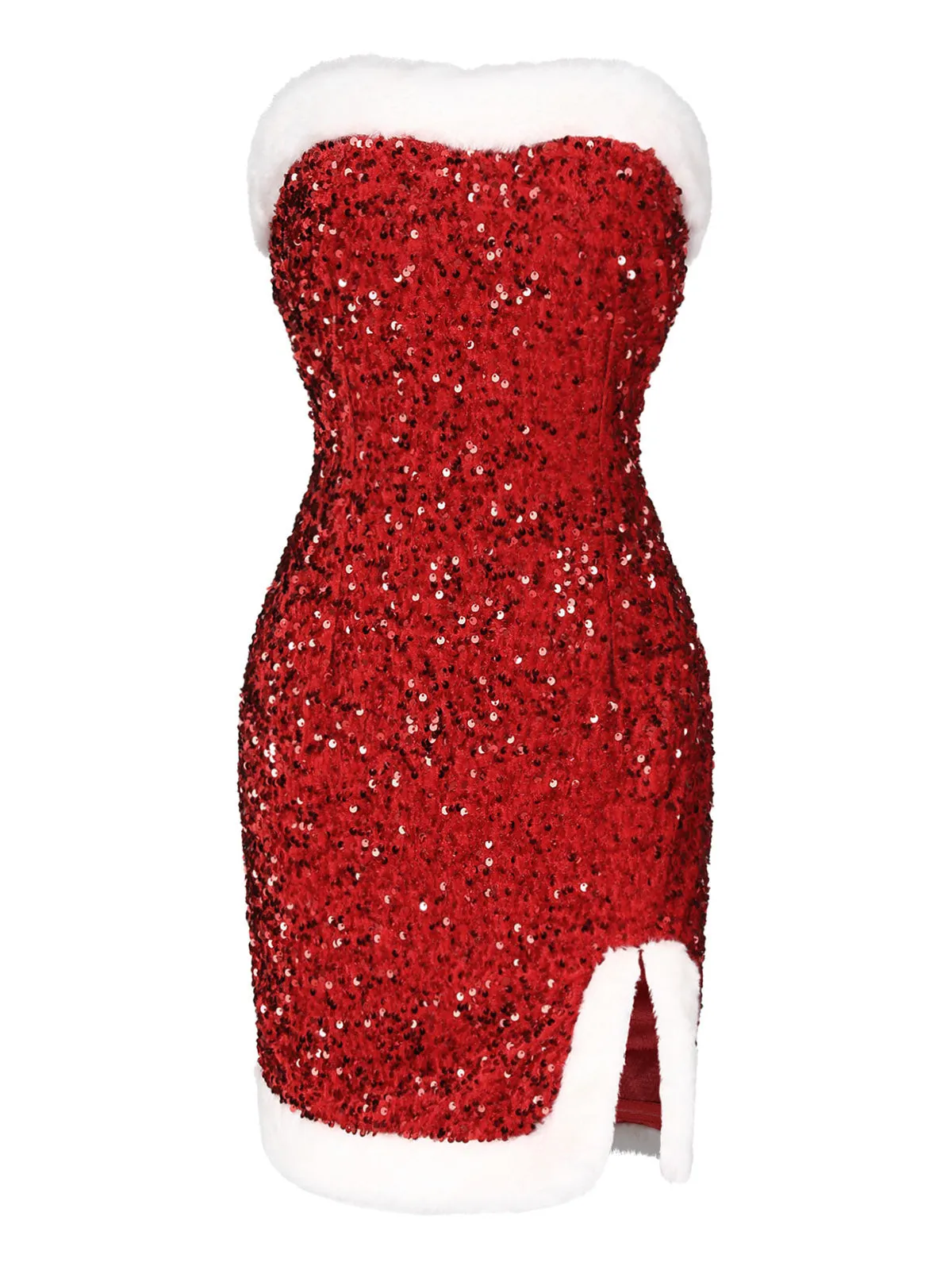 Red 1960s Strapless Sequined Dress sold by Retro Stage product image thumbnail 4