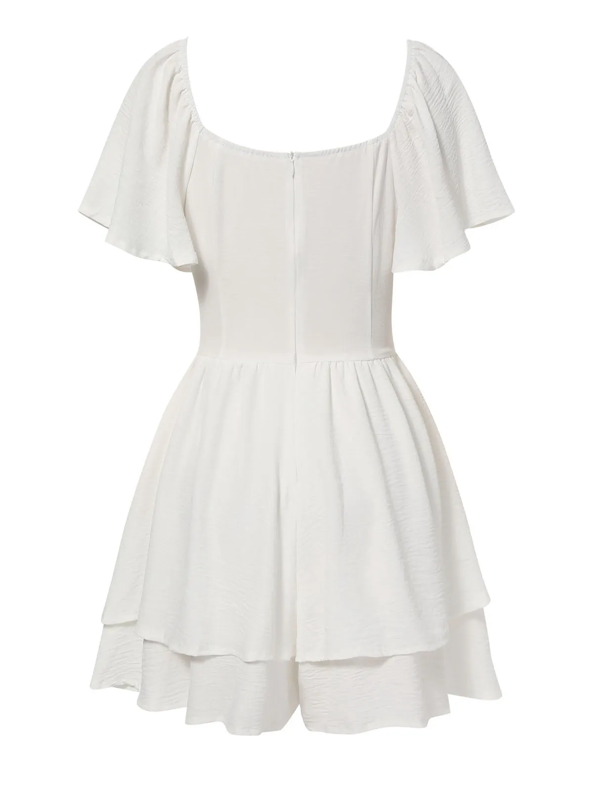 White 1950s Puff Sleeve Layered Hem Romper sold by Retro Stage product image thumbnail 2