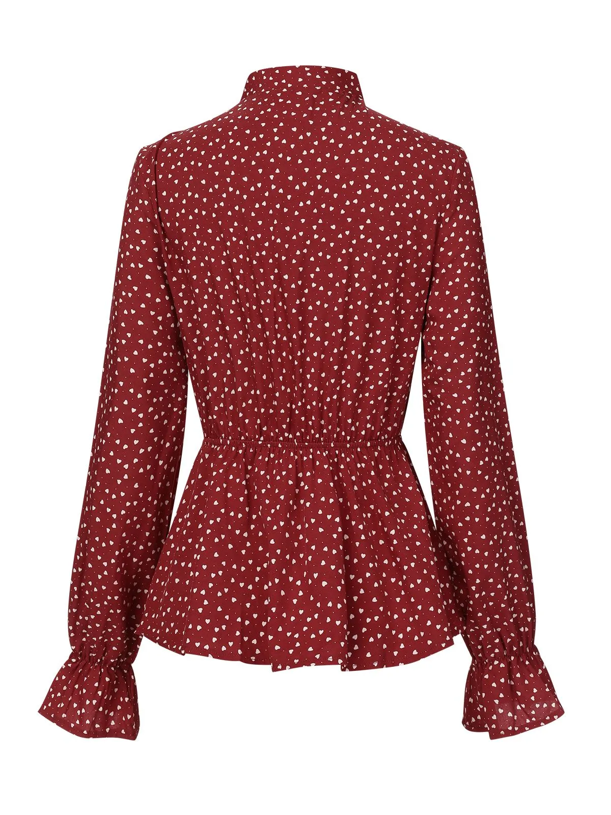 Red 1940s Polka Dot Lace-Up Chiffon Blouse sold by Retro Stage product image thumbnail 2