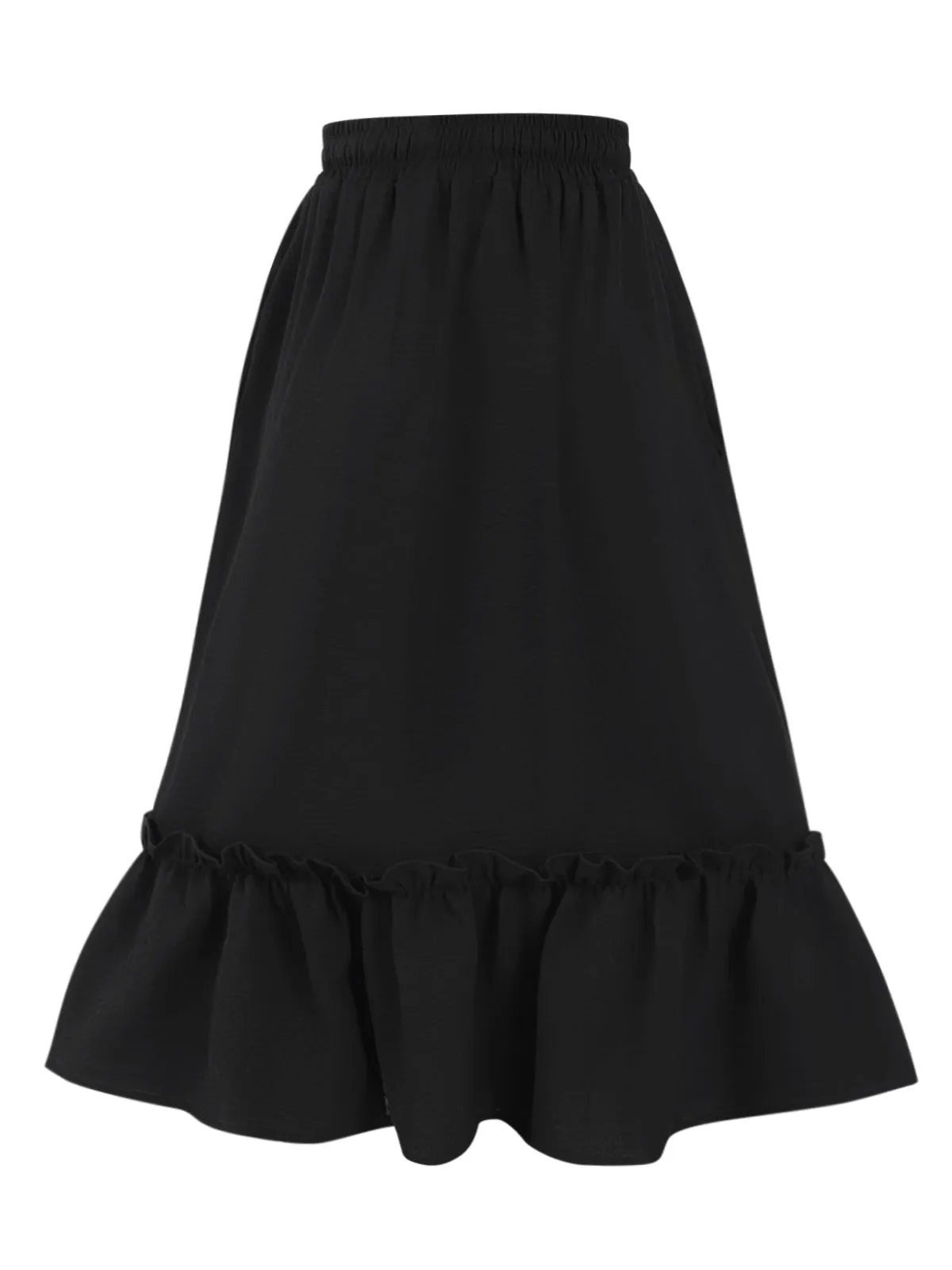 Black 1950s Solid Pleated Pockets Skirt sold by Retro Stage product image thumbnail 2
