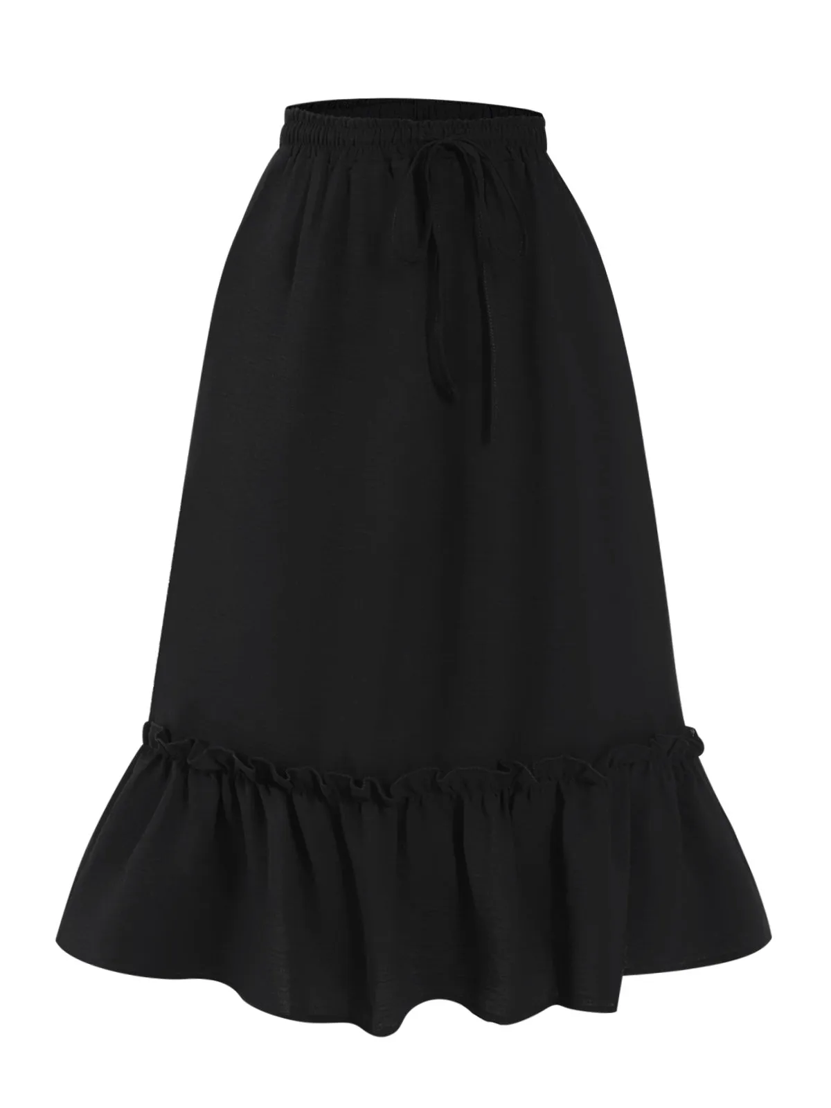 Black 1950s Solid Pleated Pockets Skirt sold by Retro Stage product image thumbnail 3
