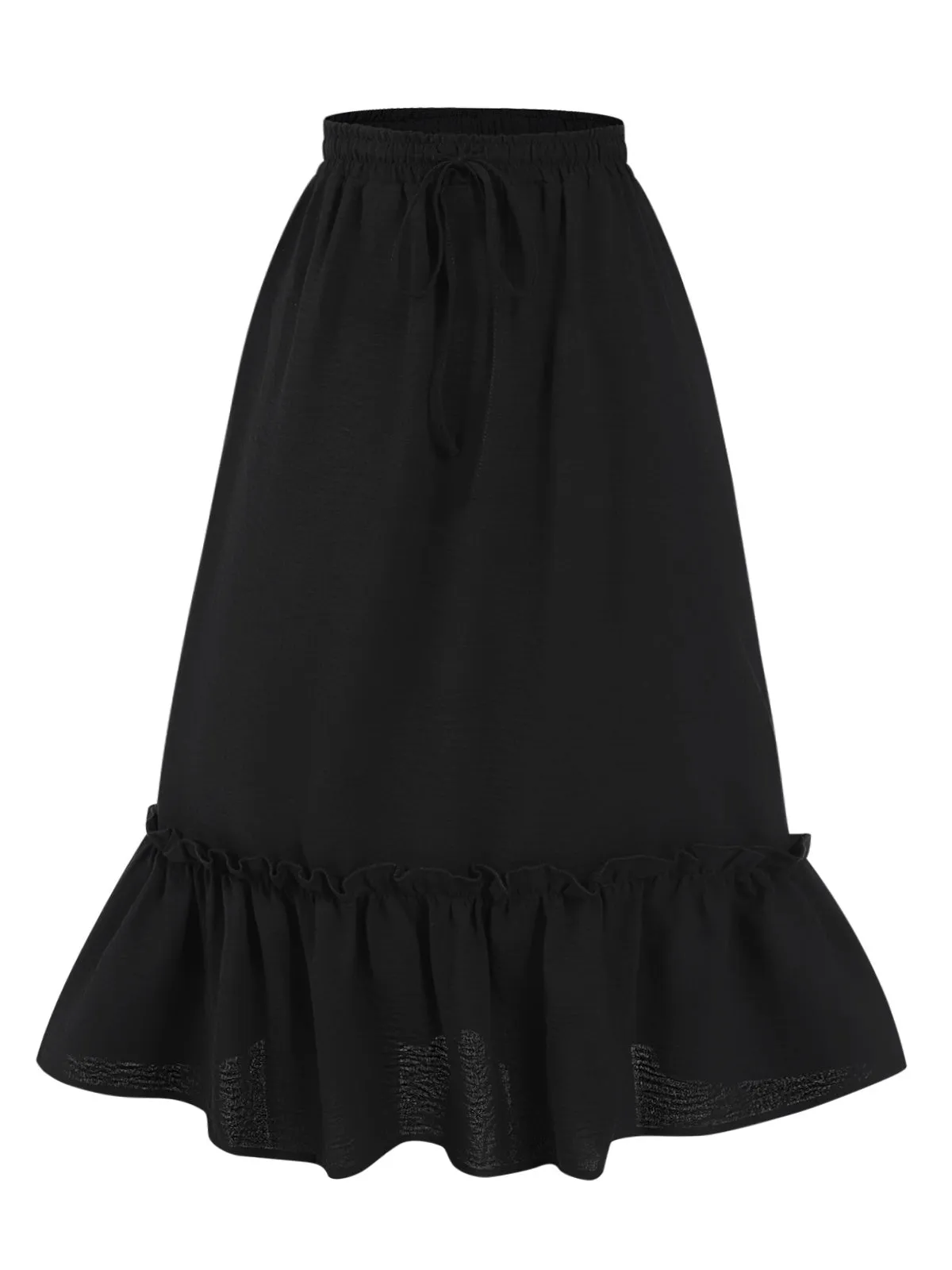 Black 1950s Solid Pleated Pockets Skirt sold by Retro Stage