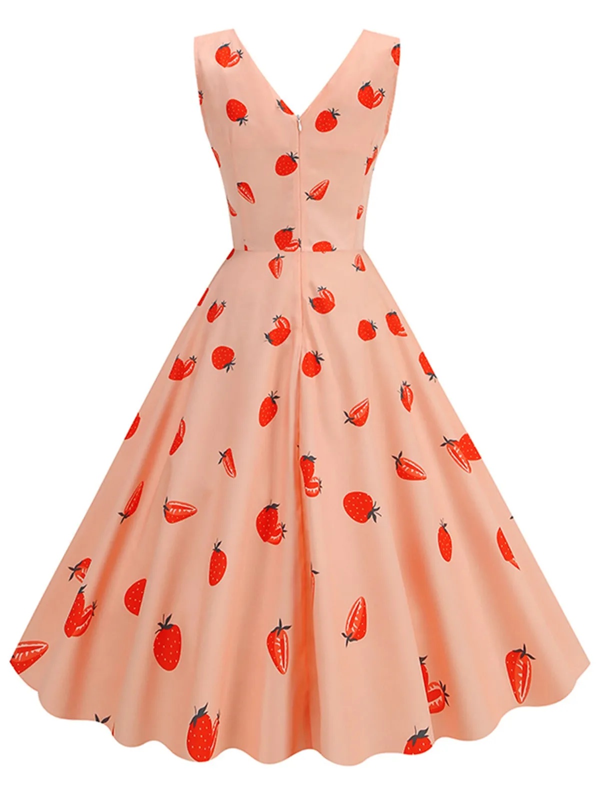 Pink 1950s Strawberry Sleeveless Swing Dress sold by Retro Stage product image thumbnail 2