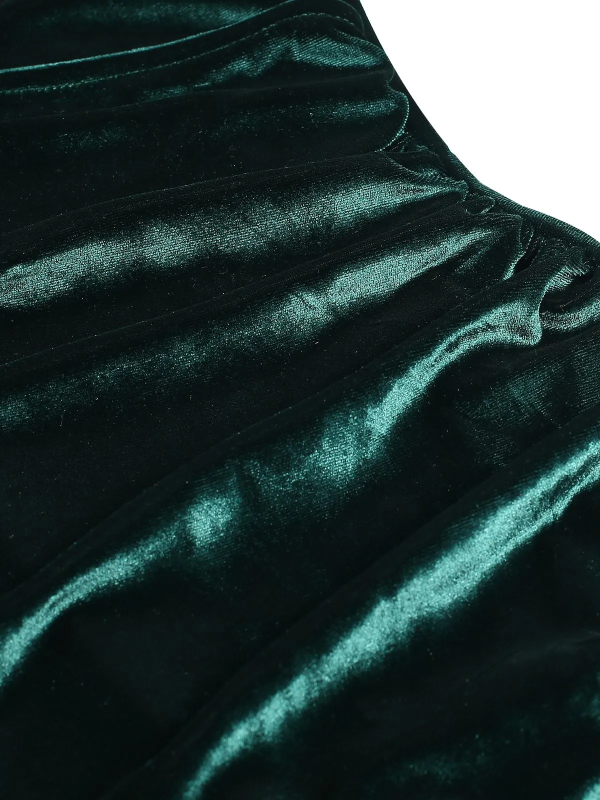 Dark Green 1930s Velvet Solid V-Neck Dress sold by Retro Stage product image thumbnail 4