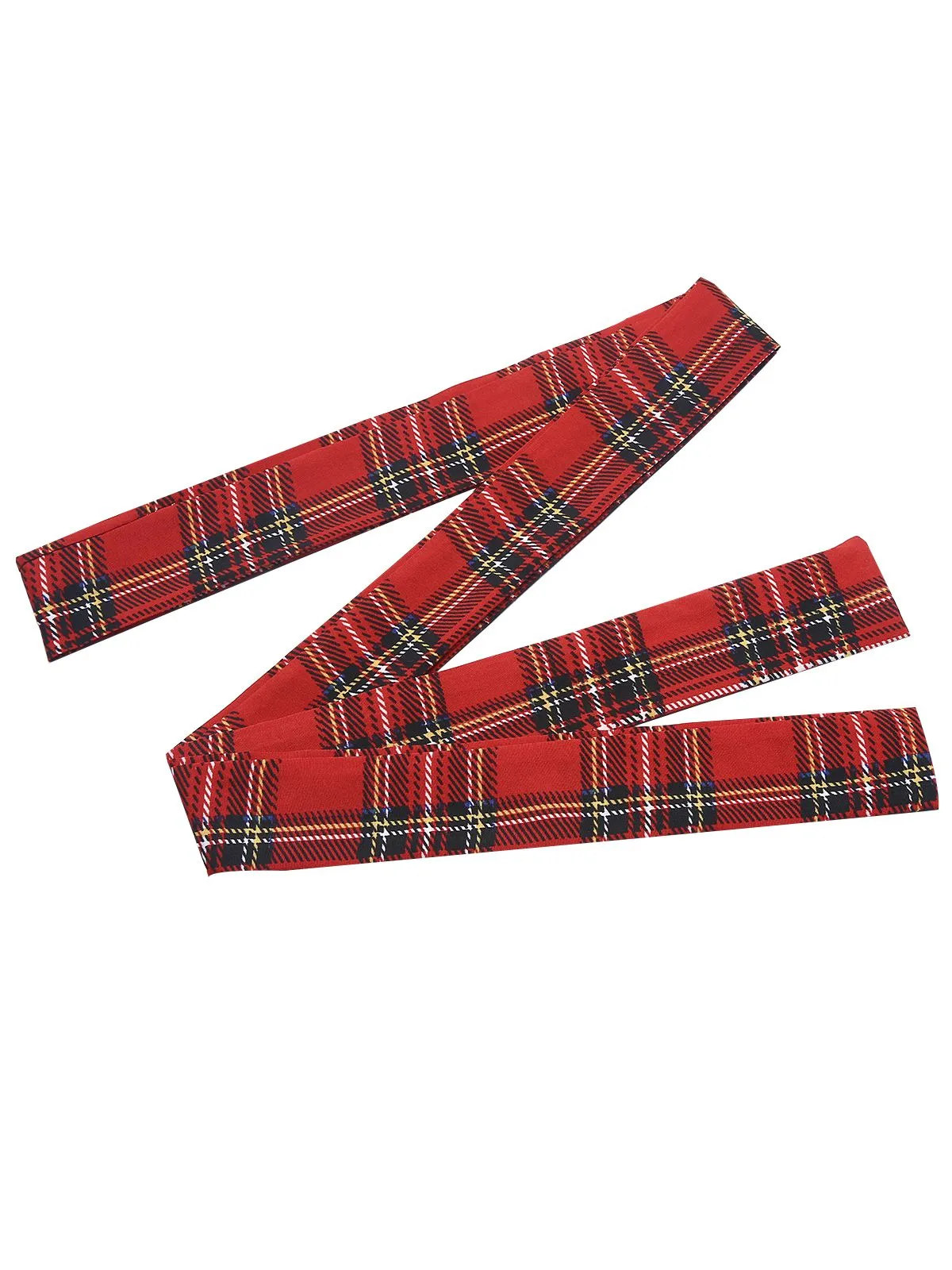 Red 1960s Tartan Plaids Ruffle Hem Belted Dress sold by Retro Stage product image thumbnail 4