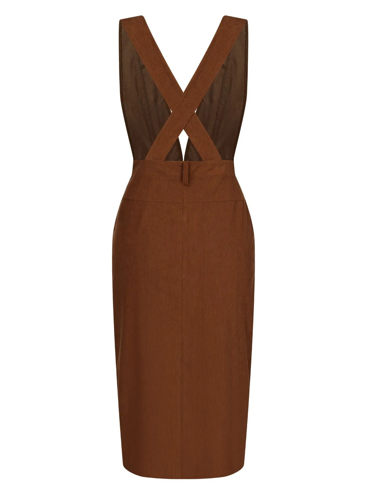 Brown 1960s V-Neck Cross-Back Pinafore Dress sold by Retro Stage product image thumbnail 3