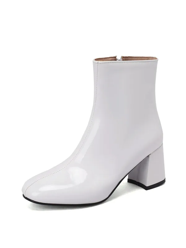 Retro Christmas Patent Leather Block Heel Ankle Boots sold by Retro Stage