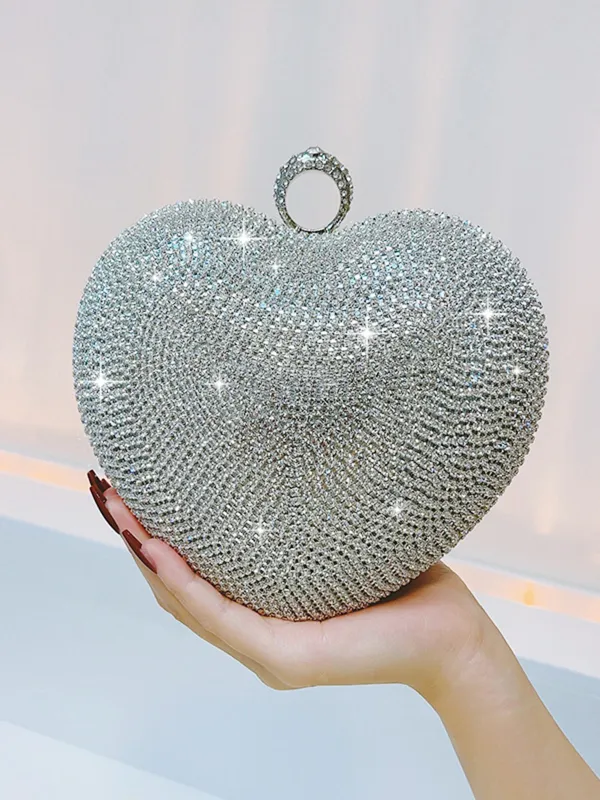 Silver Heart Rhinestone Party Tote Bag sold by Retro Stage