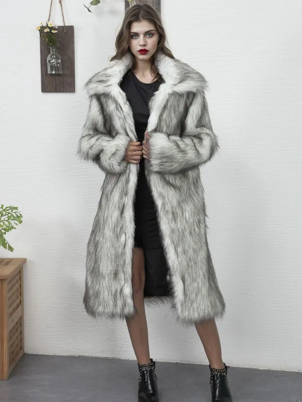 1930s Lapel Faux Fur Long Coat sold by Retro Stage