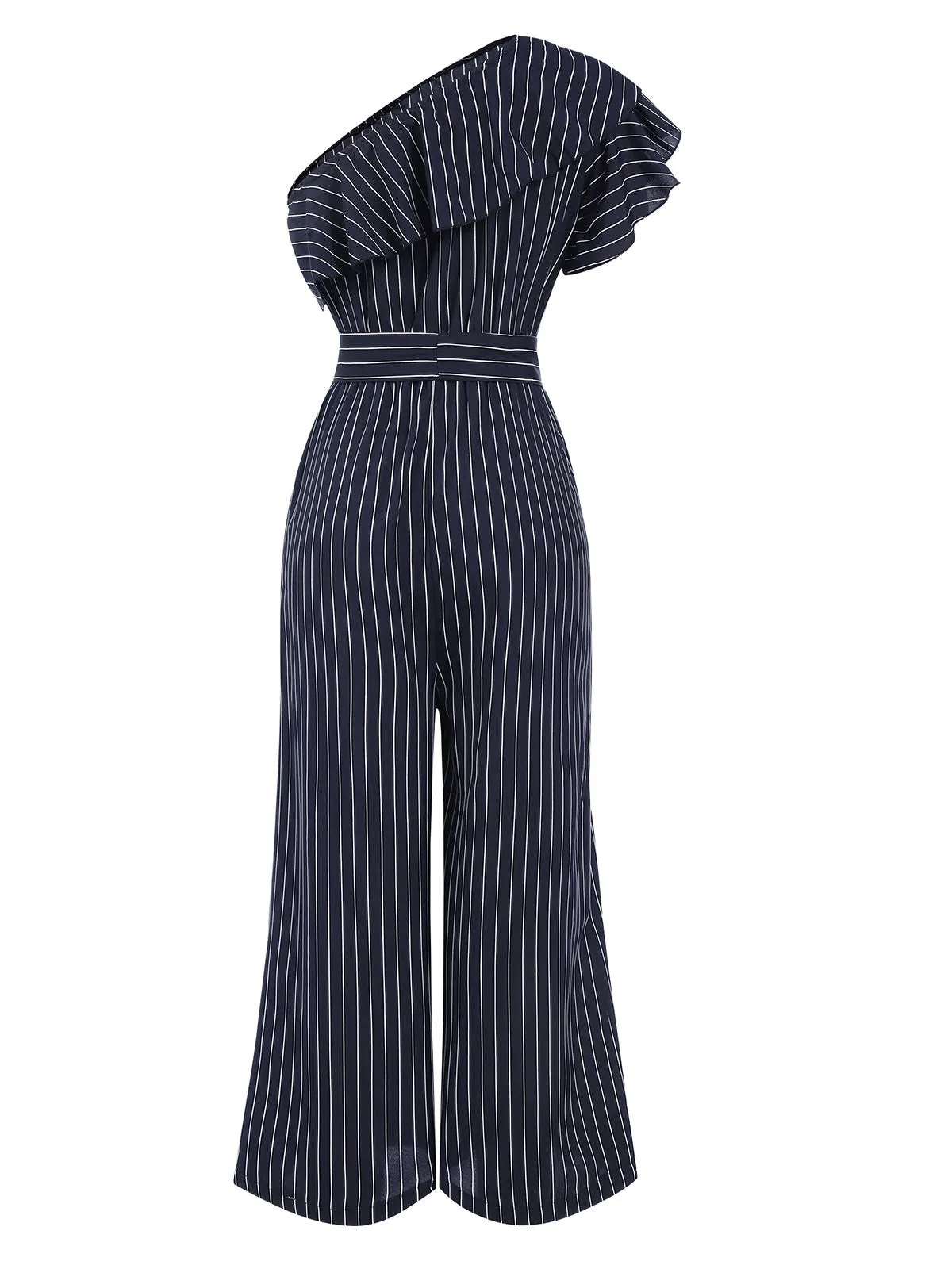 1950s Striped Slanted Shoulder Ruffle Jumpsuit sold by Retro Stage product image thumbnail 2