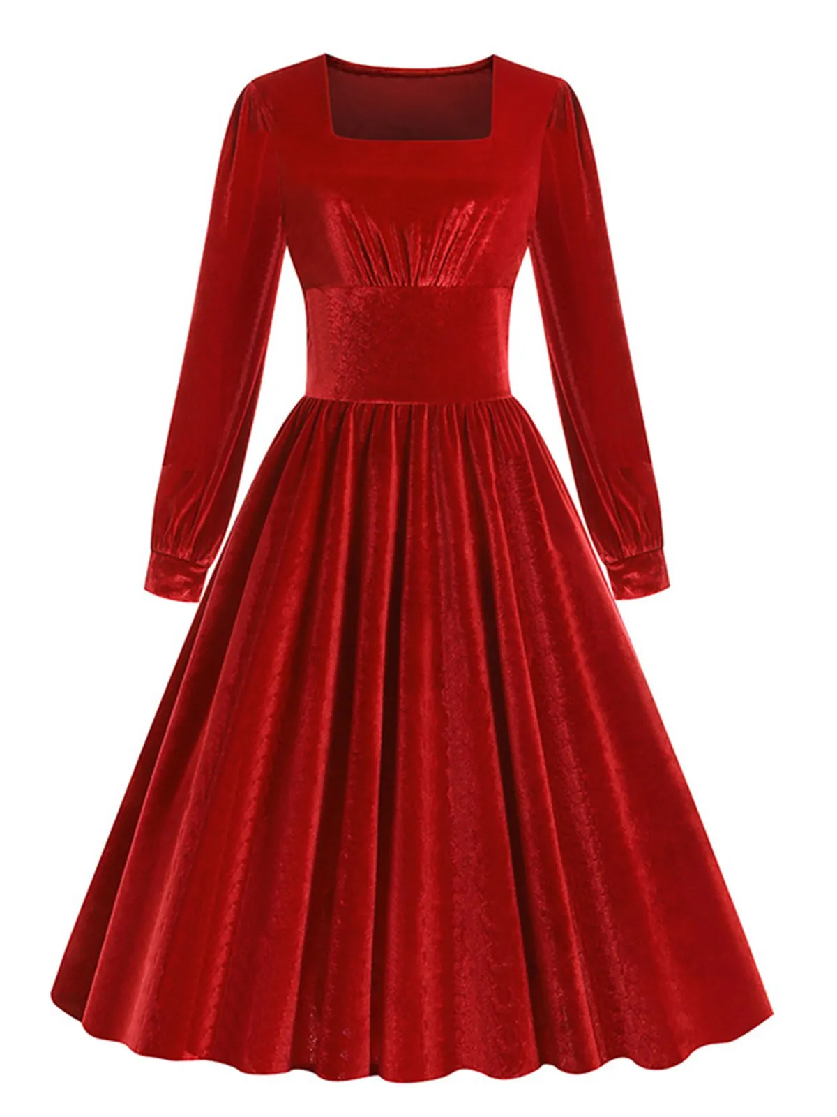 1950s Solid Square Neck Velvet Dress sold by Retro Stage