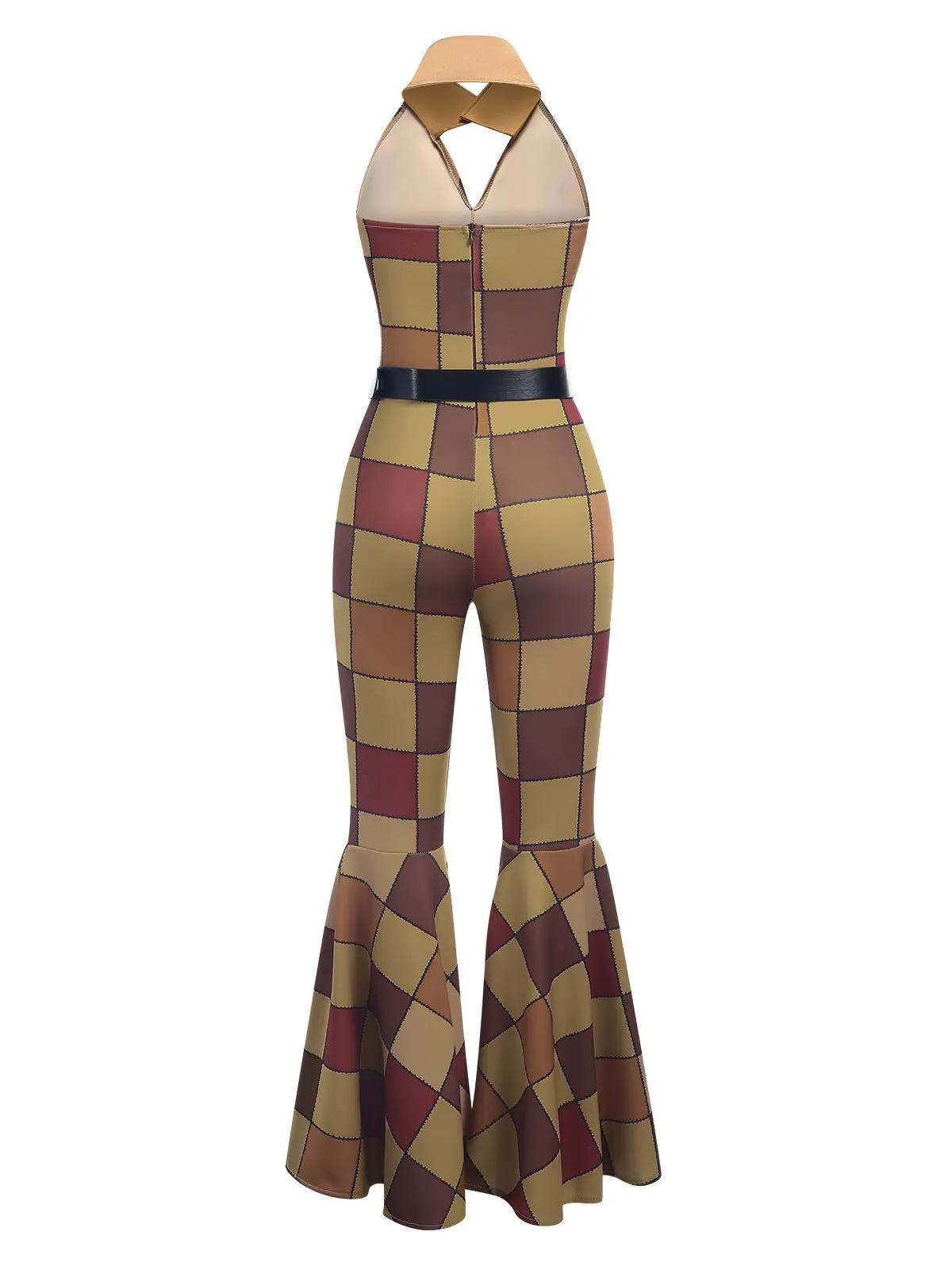 1970s Geometric Pattern Patchwork Halter Jumpsuit sold by Retro Stage product image thumbnail 2