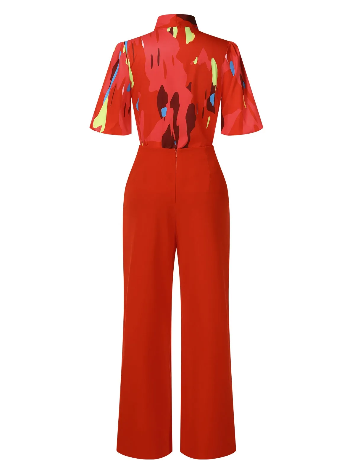 2PCS Red 1950s Abstract Prints Blouse & Solid Pants sold by Retro Stage product image thumbnail 4