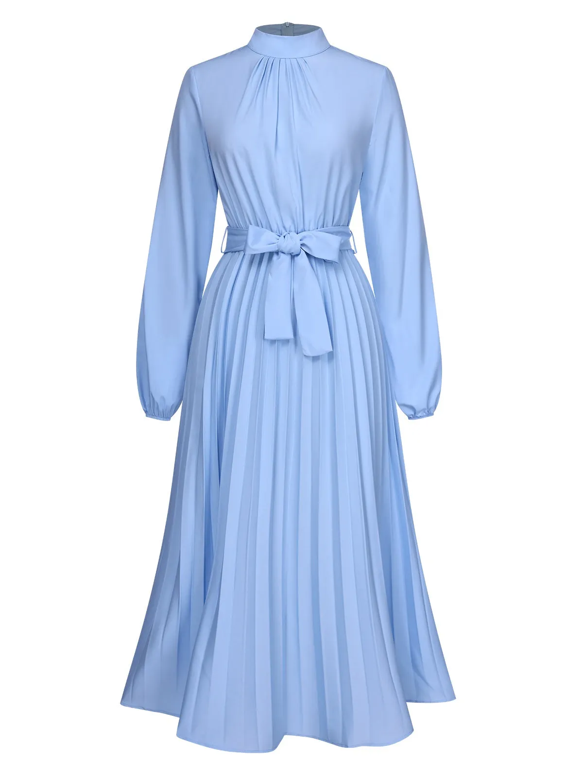 1940s Stand Collar Solid Pleated Dress sold by Retro Stage