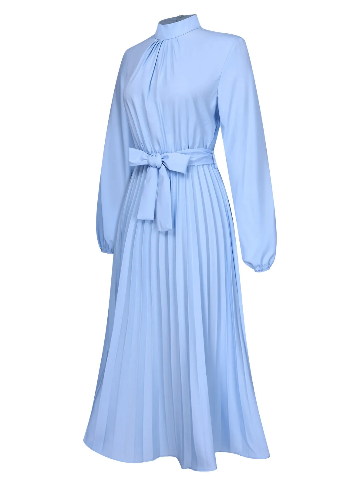 1940s Stand Collar Solid Pleated Dress sold by Retro Stage product image thumbnail 4