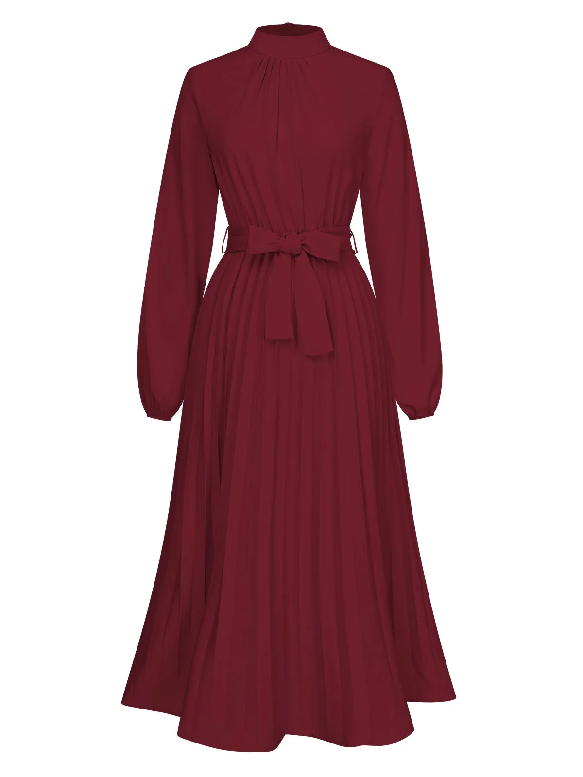1940s Stand Collar Solid Pleated Dress sold by Retro Stage product image thumbnail 2