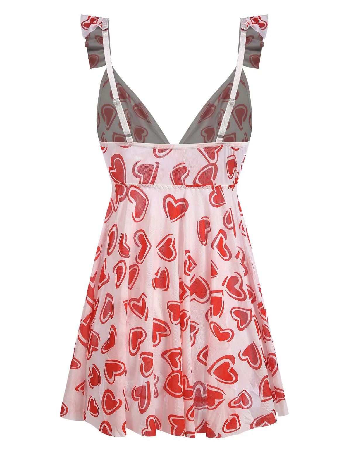 1950s Spaghetti Strap Heart Ruffles Mini Nightgown sold by Retro Stage product image thumbnail 3