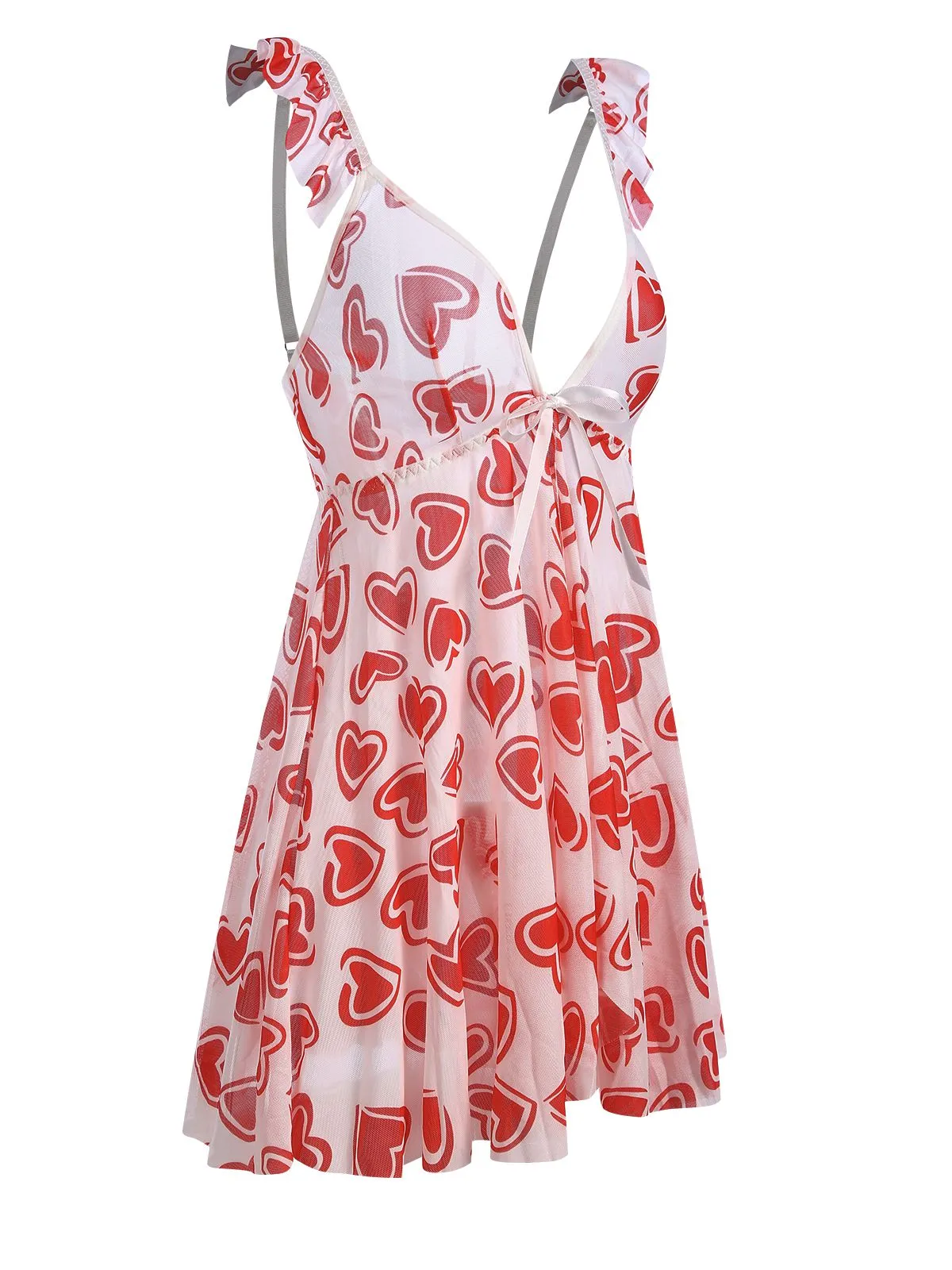 1950s Spaghetti Strap Heart Ruffles Mini Nightgown sold by Retro Stage product image thumbnail 2